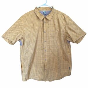Stio Men’s Hagen Trail Shirt Yellow Gray Ventilated Size XL